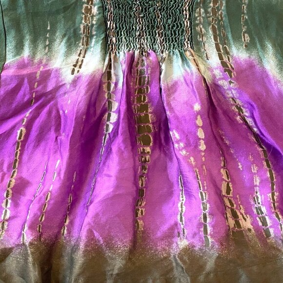 BCBG Max Azria 100% Silk Sleeveless Top Womens S Green Purple Brown Tie Dye Boho - Picture 11 of 16